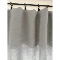 rideau ajustable gris clair en lin lavé