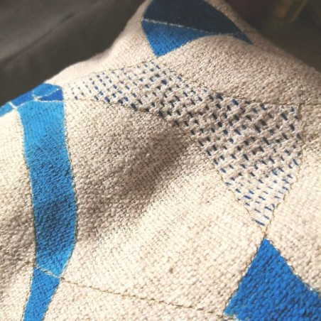 Housse de coussin en lin nuances de bleu