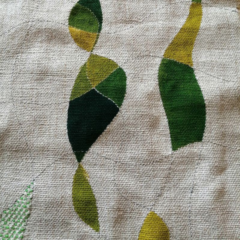 Housse de coussin en lin nuances de vert