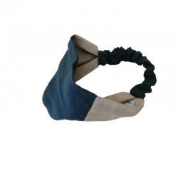 Bandeau cheveux lin houle Bleu et naturel
