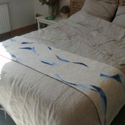 Chemin de lit en lin peint...