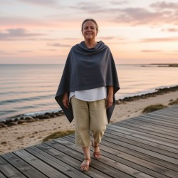 Poncho ouvert en lin