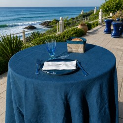 Nappe en lin lavé bleu ZEF - Artisanat français