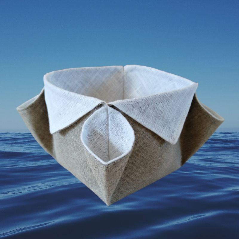 Pot en lin blanc et beige